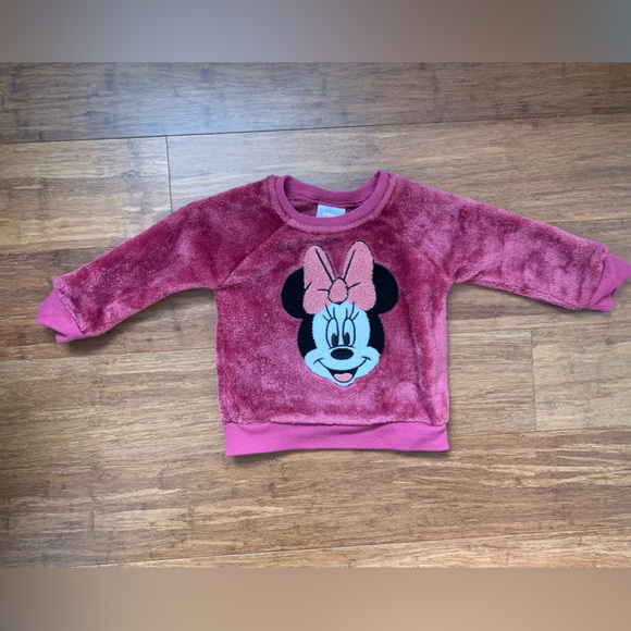 Disney Minnie Mouse bundle. Two onesies, pants, sweater. Pink and white floral - Picture 2 of 7